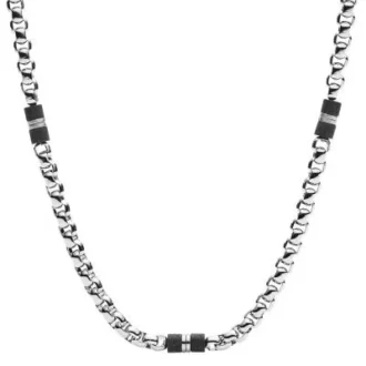 Collar Ellis de mármol negro y cuentas de acero inoxidable