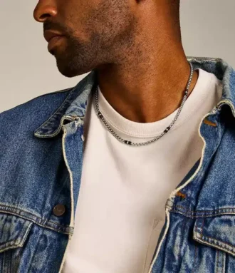 Collar Ellis de mármol negro y cuentas de acero inoxidable