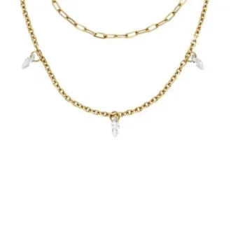 Collar multihilo Ellis Shaky Glitz de acero inoxidable dorado