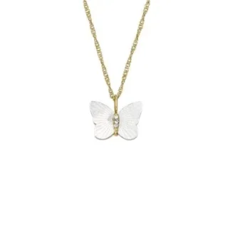 Collar Sutton Radiant Wings con cadena y mariposa de nácar blanco