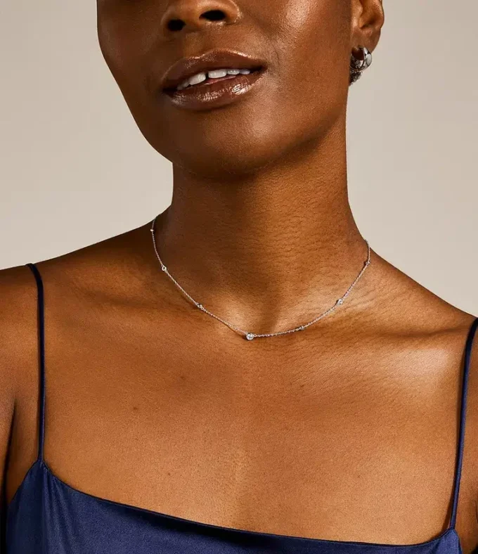 Conjunto de collar de plata de ley Glitz