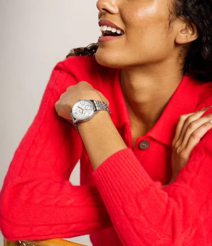 Conjunto de reloj con brazalete multifunción Fenmore en tono plateado