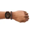 Conjunto de reloj y brazalete de cuero marrón con cronógrafo Machine