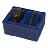 Conjunto de reloj y brazalete de cuero marrón con cronógrafo Machine