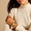 Conjunto de reloj y pulsera Carlie de acero inoxidable dorado con tres agujas