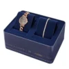 Conjunto de reloj y pulsera Carlie de acero inoxidable en tono oro rosa con tres agujas