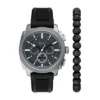 Conjunto de reloj y pulsera de silicona negra con cronógrafo Machine