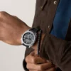 Conjunto de reloj y pulsera de silicona negra con cronógrafo Machine