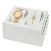 Conjunto de reloj y pulsera Karli de tres agujas en tono dorado