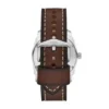 Conjunto de reloj y pulsera Machine de tres agujas con fecha y correa de cuero marrón