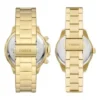 Conjunto de relojes multifunción de acero inoxidable dorado para él y para ella