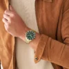 Conjunto de relojes multifunción de acero inoxidable dorado para él y para ella