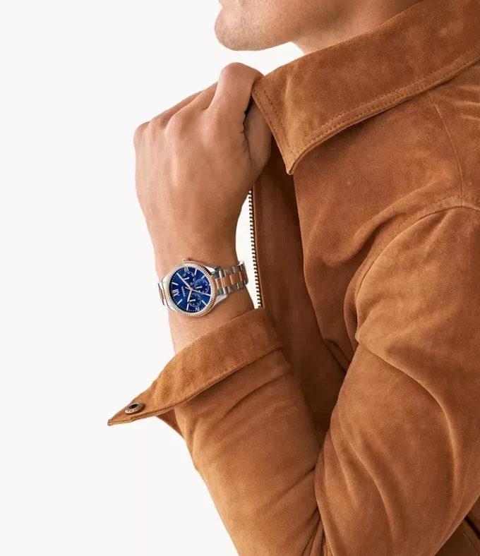 Conjunto de relojes multifunción de acero inoxidable en dos tonos para él y para ella Conjunto de relojes multifunción de acero inoxidable en dos tonos para él y para ella