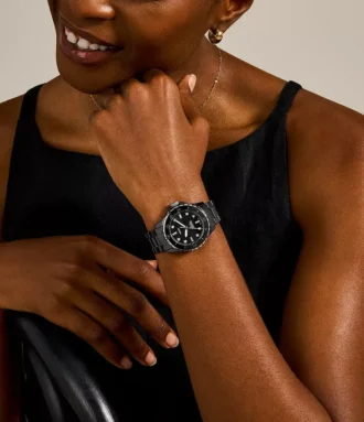 FB-01 Reloj de cerámica negra con tres agujas