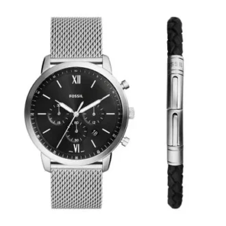 Neutra Chronograph Conjunto de reloj y pulsera de malla de acero inoxidable