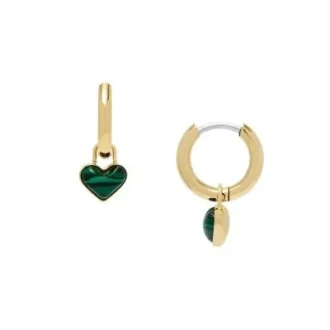 Pendientes de aro con corazón de malaquita reconstituida Sutton Modern Meadows