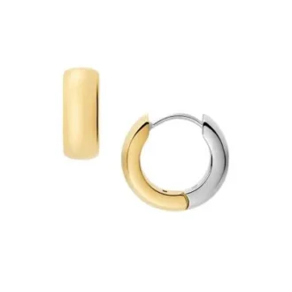 Pendientes de aro de acero inoxidable bicolor Ellis Domed Collection
