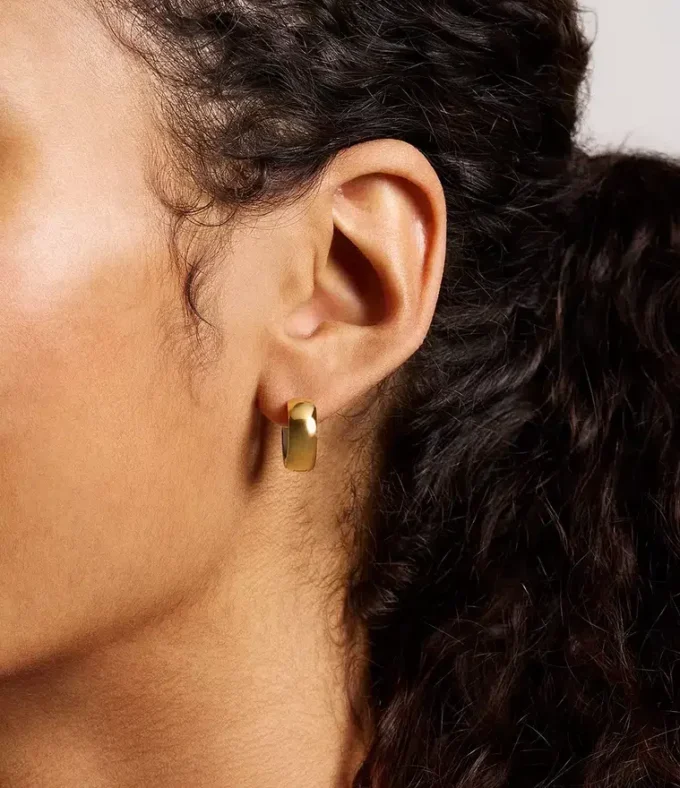 Pendientes de aro de acero inoxidable bicolor Ellis Domed Collection