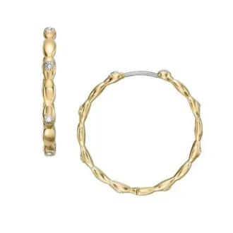 Pendientes de aro de acero inoxidable dorado con ojo turco de Sutton