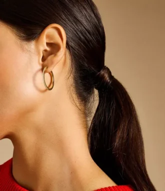 Pendientes de aro Ellis Pavé Glitz de latón dorado