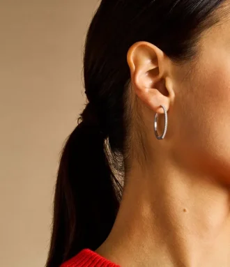 Pendientes de aro Ellis Pavé Glitz de latón plateado