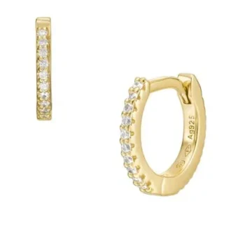 Pendientes de aro Ellis Pavé Glitz en plata de ley tono dorado