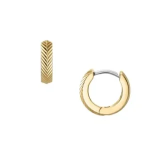 Pendientes de aro Harlow con textura lineal en acero inoxidable dorado