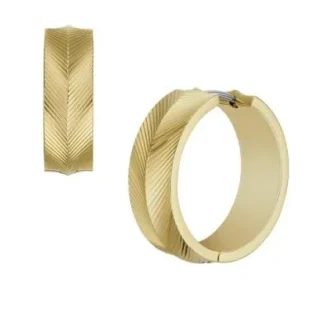 Pendientes de aro Harlow con textura lineal en acero inoxidable dorado