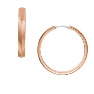 Pendientes de aro Harlow con textura lineal en acero inoxidable tono oro rosa
