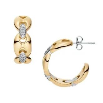 Pendientes de aro Heritage D-Link Glitz de acero inoxidable en dos tonos