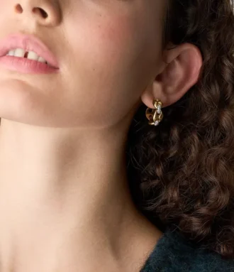 Pendientes de aro Heritage D-Link Glitz de acero inoxidable en dos tonos