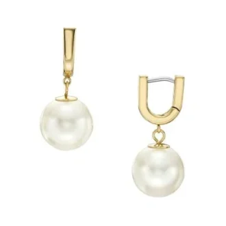 Pendientes de aro Heritage Pearl D-Link en acero inoxidable dorado