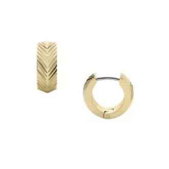 Pendientes de aro Huggie de acero inoxidable dorado con textura lineal Harlow