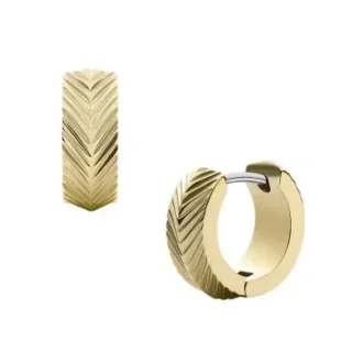 Pendientes de aro Huggie de acero inoxidable dorado con textura lineal Harlow