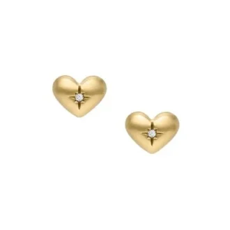 Pendientes de botón con forma de corazón Sadie All My Love en acero inoxidable dorado