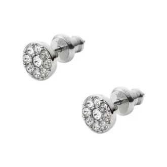 Pendientes de botón Ellis Disc de acero inoxidable plateado