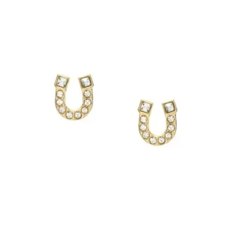 Pendientes de botón Sutton Horseshoe en acero inoxidable dorado