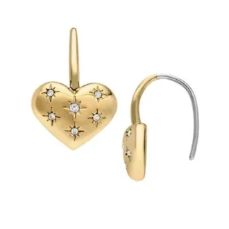 Pendientes de corazón colgantes Sadie All My Love en acero inoxidable dorado