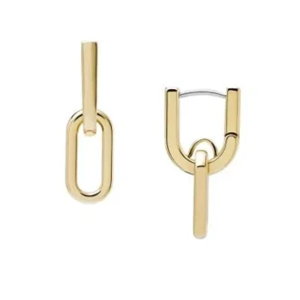 Pendientes largos Heritage D-Link de acero inoxidable dorado