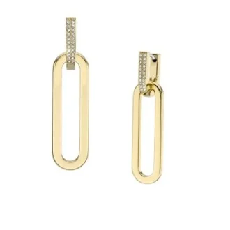 Pendientes largos Heritage D-Link Glitz en acero inoxidable dorado