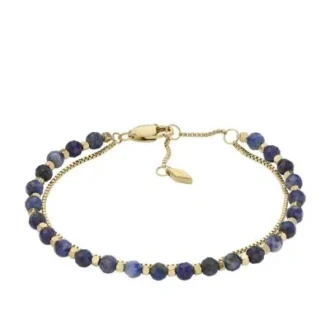 Pulsera apilada con cuentas de lapislázuli azul reconstituido