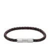 Pulsera con textura moleteada a máquina de cuero y acero inoxidable