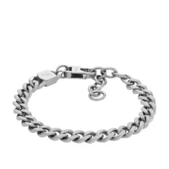 Pulsera de acero inoxidable con cadena de textura lineal Harlow