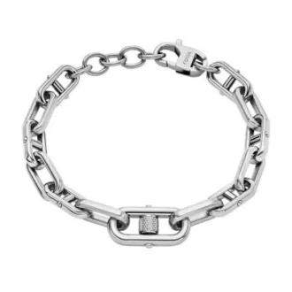 Pulsera de cadena de acero inoxidable con textura moleteada a máquina