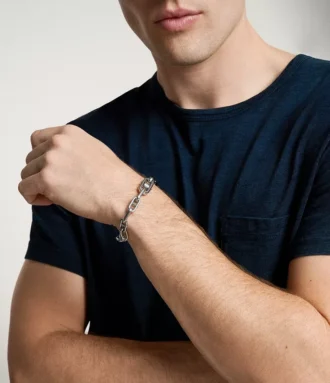 Pulsera de cadena de acero inoxidable con textura moleteada a máquina