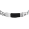 Pulsera de cadena de acero inoxidable con textura moleteada a máquina