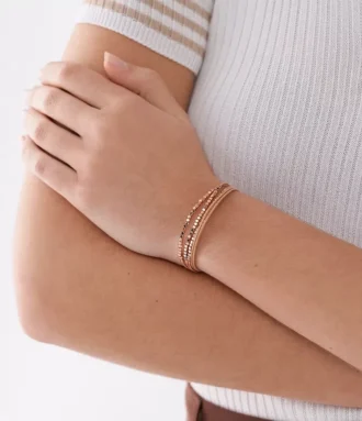 Pulsera de cadena de cuero marrón All Stacked Up