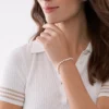 Pulsera de cuentas con cadena de cuarzo rosa apiladas Pulsera de cuentas con cadena de cuarzo rosa apiladas