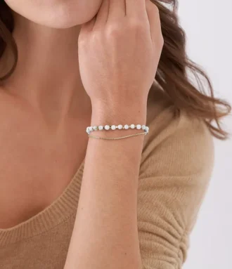 Pulsera de cuentas con cadena de howlita apiladas