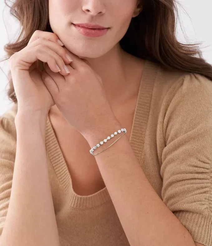 Pulsera de cuentas con cadena de howlita apiladas